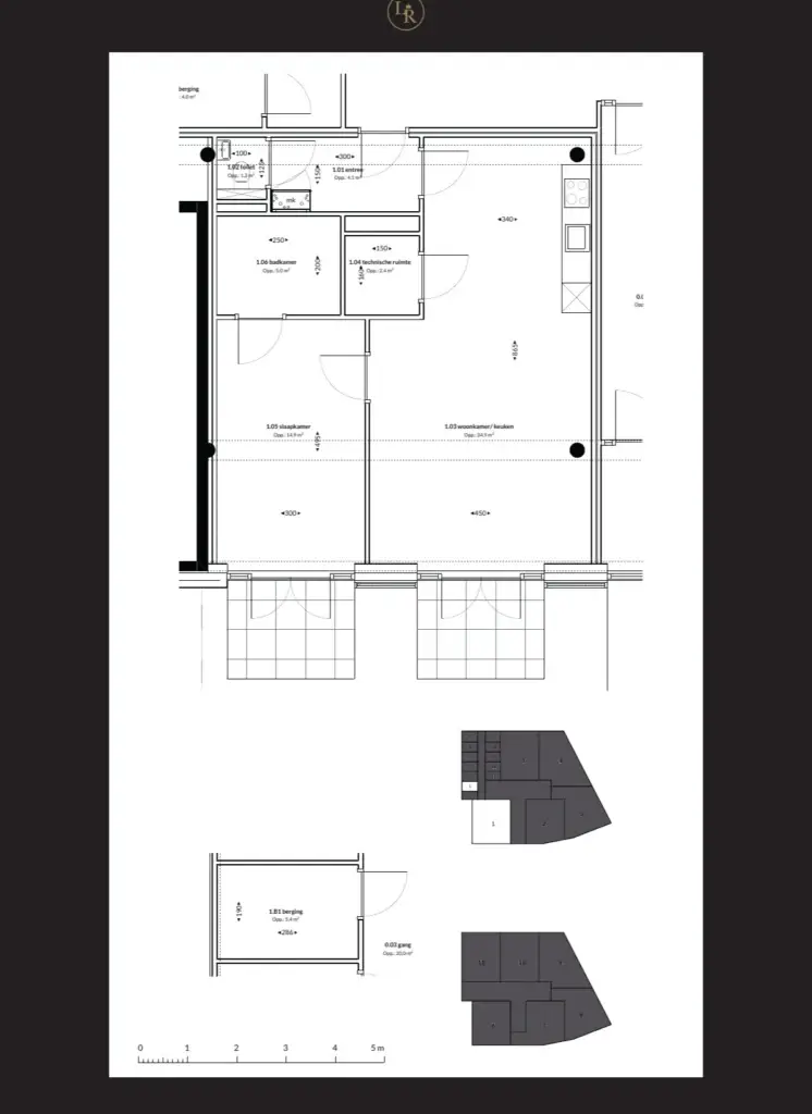 Plattegrond van appartement 001 in Loolaan Royaal