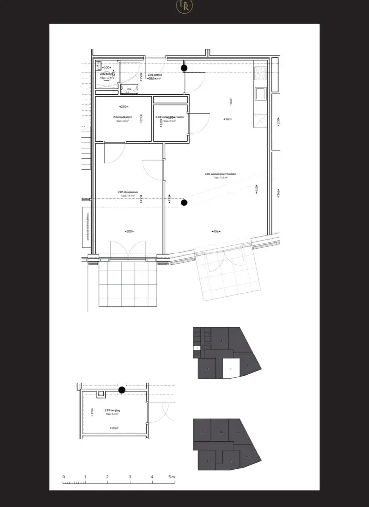 Plattegrond van appartement 002 in Loolaan Royaal