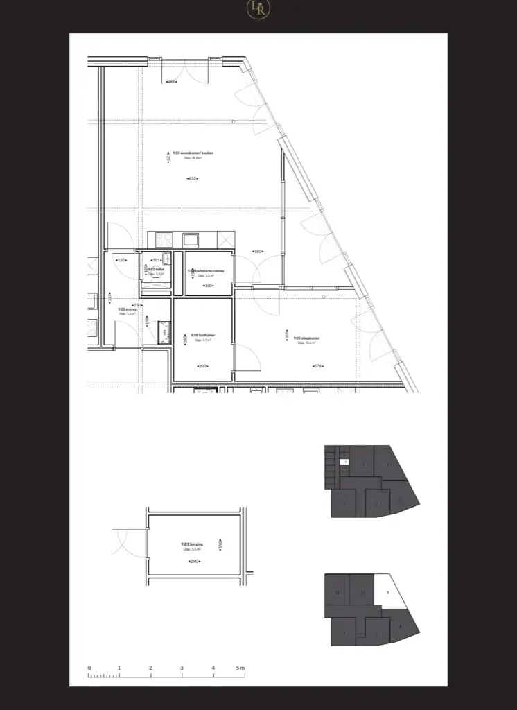 Plattegrond van appartement 009 in Loolaan Royaal